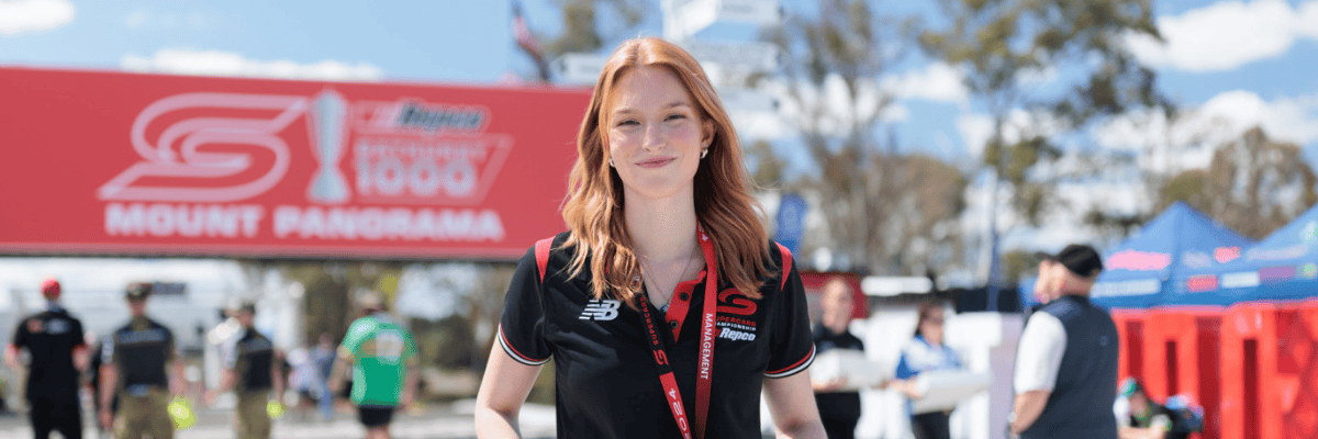 Image showing ICMS sports management student Laura Smith at a Supercars event